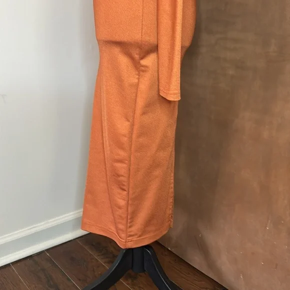 BILL HALLMAN Long Sleeve Mock Neck Dress | Burnt Orange | S - Picture 7 of 9